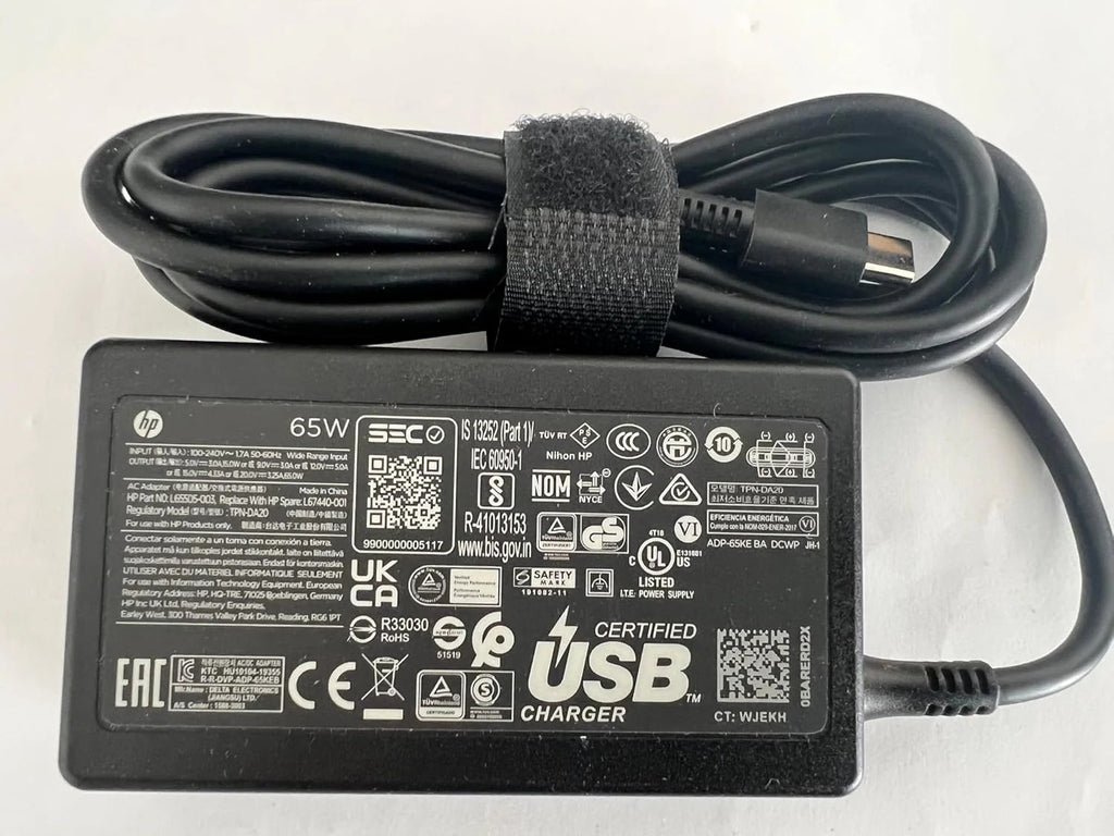 Genuine HP 65W USB-C Charger for EliteBook, ProBook, Spectre x360 – Universal Type C Laptop Adapter
