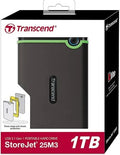 Transcend StoreJet 25M3S 1TB USB 3.0 External Hard Drive Iron Grey TS1TSJ25M3S