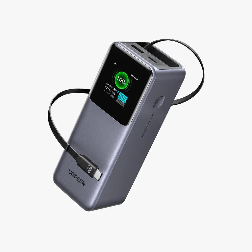UGREEN 20000mAh 165W Laptop Power Bank with Built-in Retractable USB-C Cable | Fast Charging Portable Charger