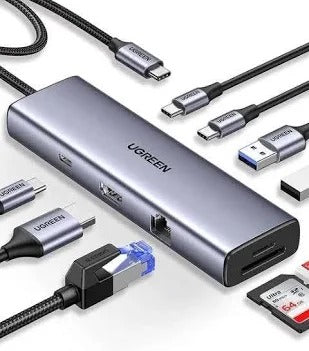 UGREEN CM498 9-in-1 Docking Station - USB-C to 3*USB A 3.0 / HDMI / VGA / RJ45 Gigabit / SD & TF Reader - 100W PD