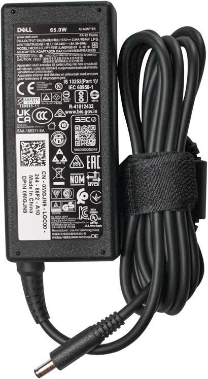 Dell 65W laptop charger power adapter with 4.5mm x 3.0mm small pin connector